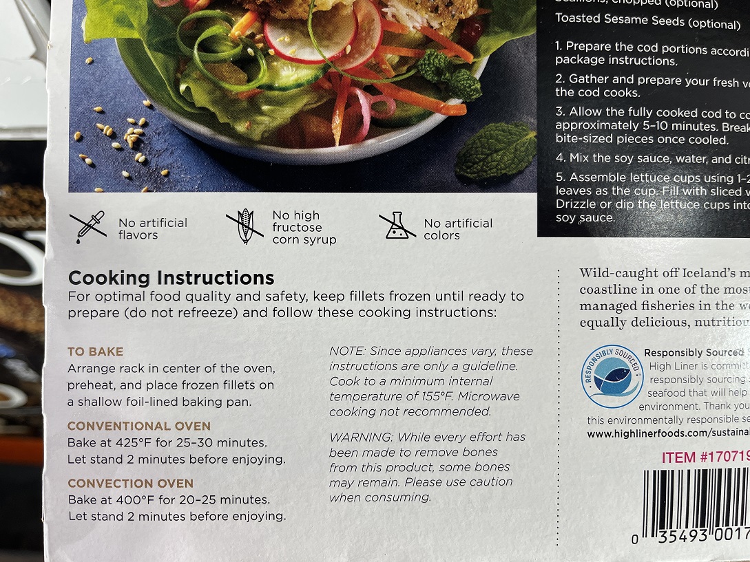 Cooking Instructions for Furikake Cod
