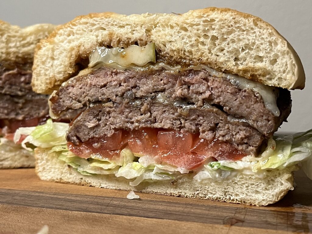 Grilled Double Cheeseburger from Costco Frozen Patties
