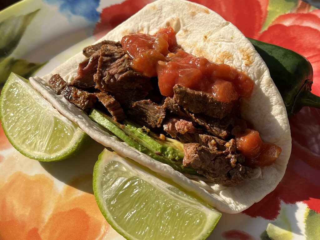 Grilled Flap Steak and Avocado Taco