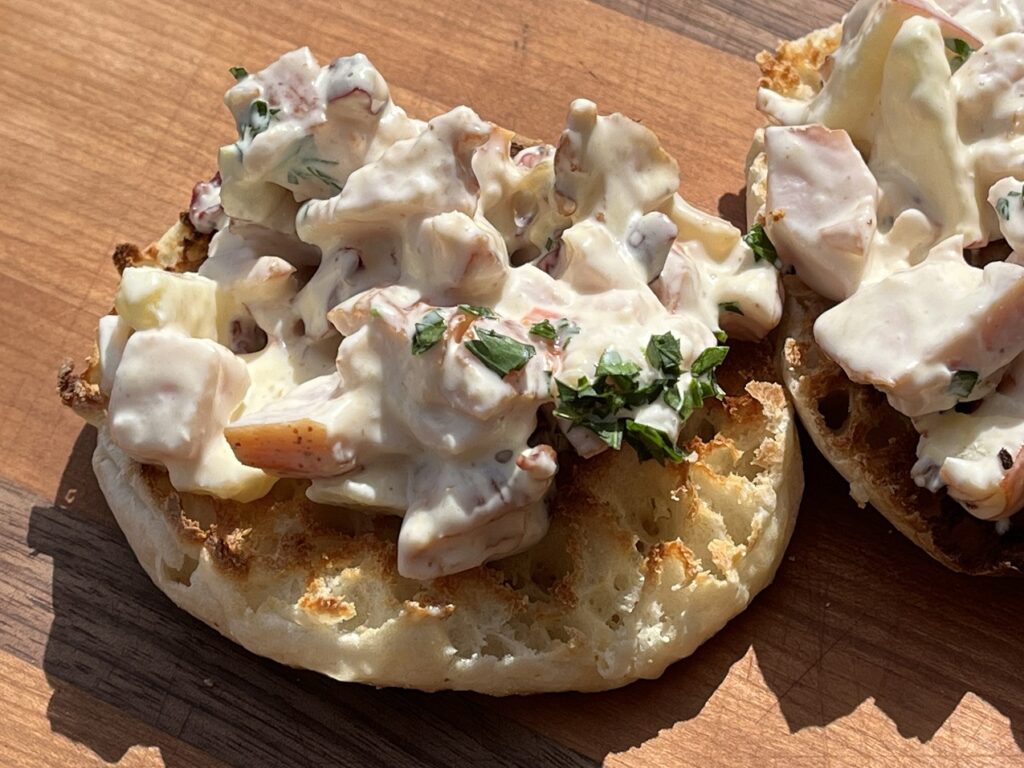 Smoked Turkey Breast Salad on a Toasted English Muffin