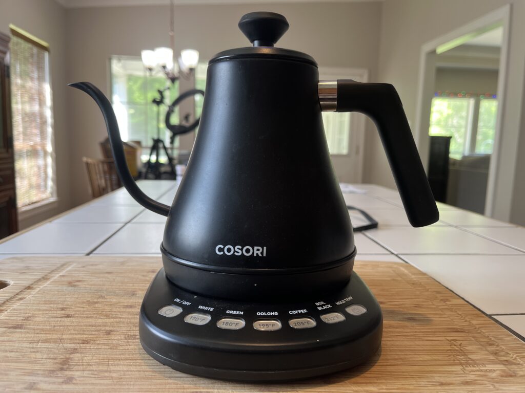 Cosori Electric Gooseneck Kettle on the Counter